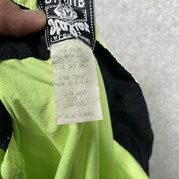 Vtg Italian Club By Aldo Gianne Neon Green Pullover 1/2 Zip Nylon‎ Windbreaker - Picture 5 of 8